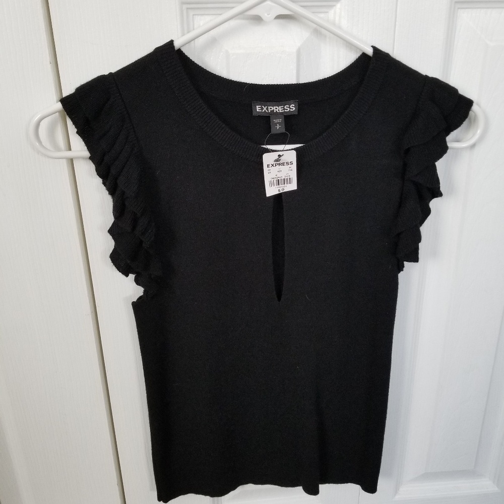Express ruffle sleeve sweater tank